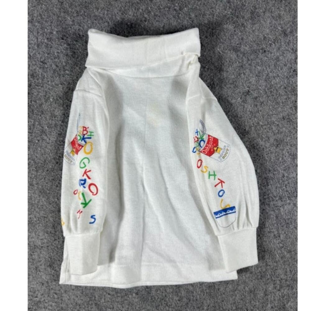 VTG 90s OshKosh Bgosh Alphabet Soup Turtleneck Shirt Infant Baby 6-9mos White